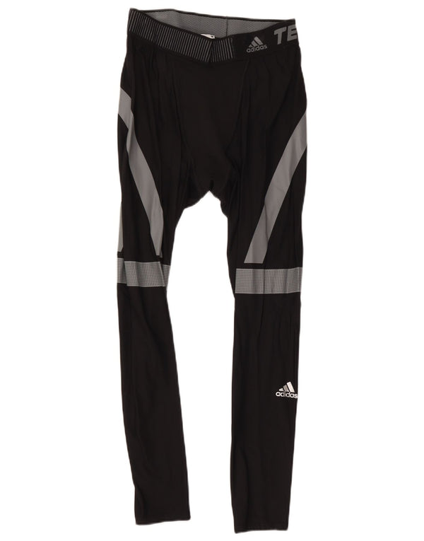 Męskie legginsy Adidas Tech Fit, duże, czarne, z blokami kolorów, poliamid