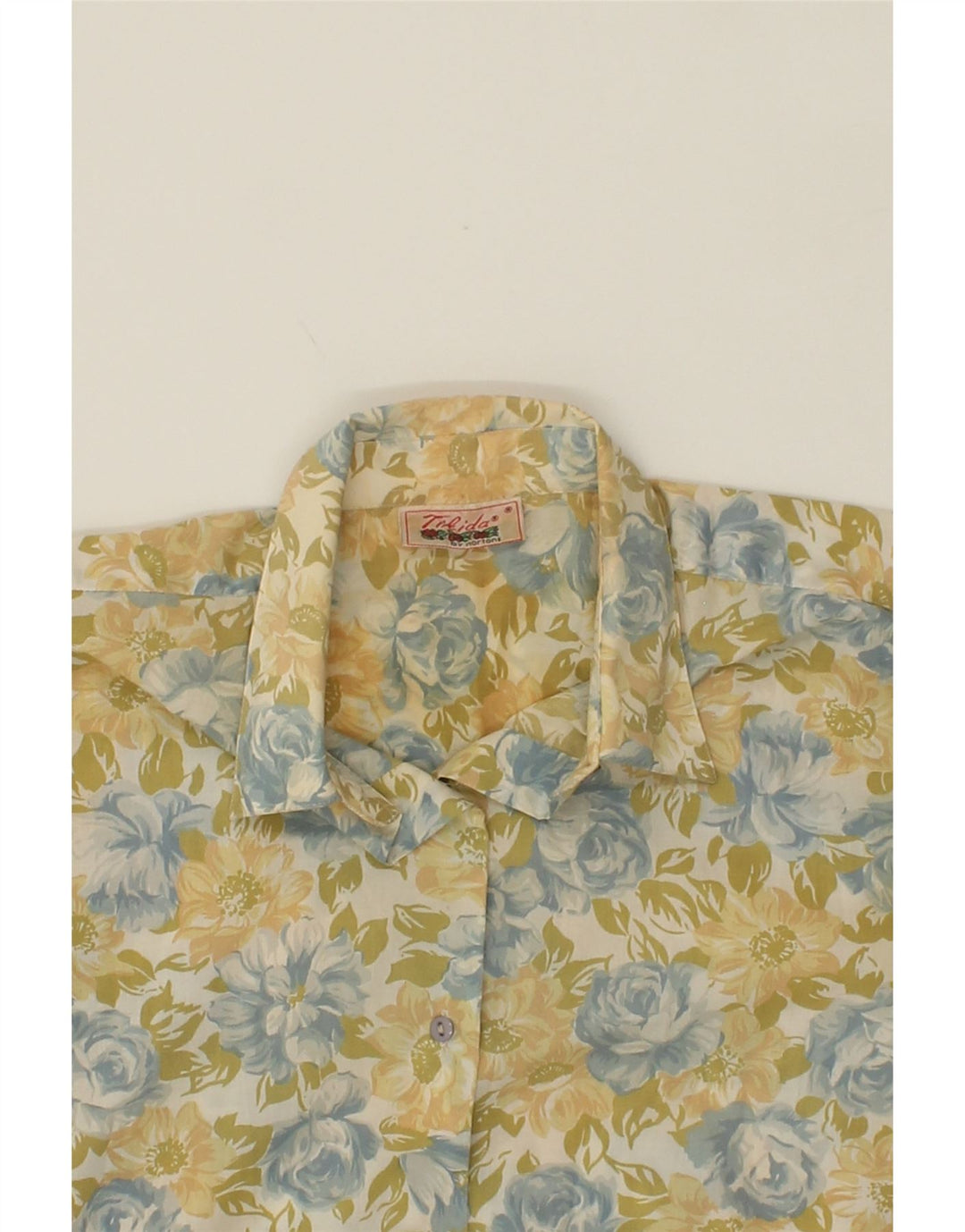 TIKIDA Womens Shirt Blouse UK 14 Large Green Floral Polyester Vintage TIKIDA and Second-Hand TIKIDA from Messina Hembry 