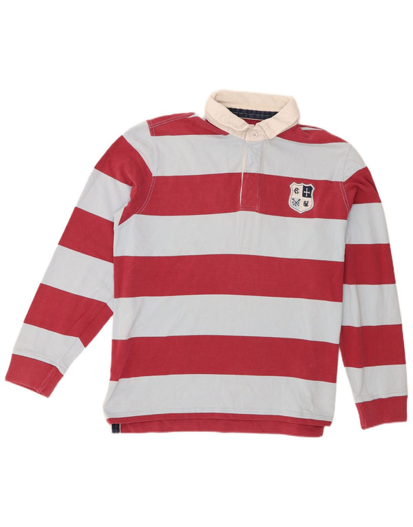 Besætningsbeklædning Langærmet rugby poloshirt til mænd XL Pink Stribet bomuld