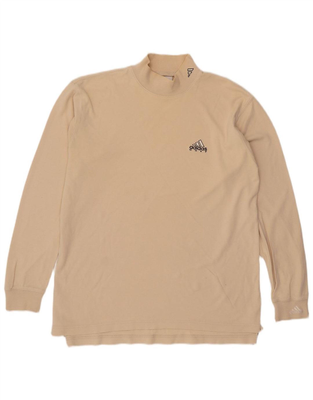 Adidas Mens Top Long Sleeve UK 38/40 Medium Beige Cotton