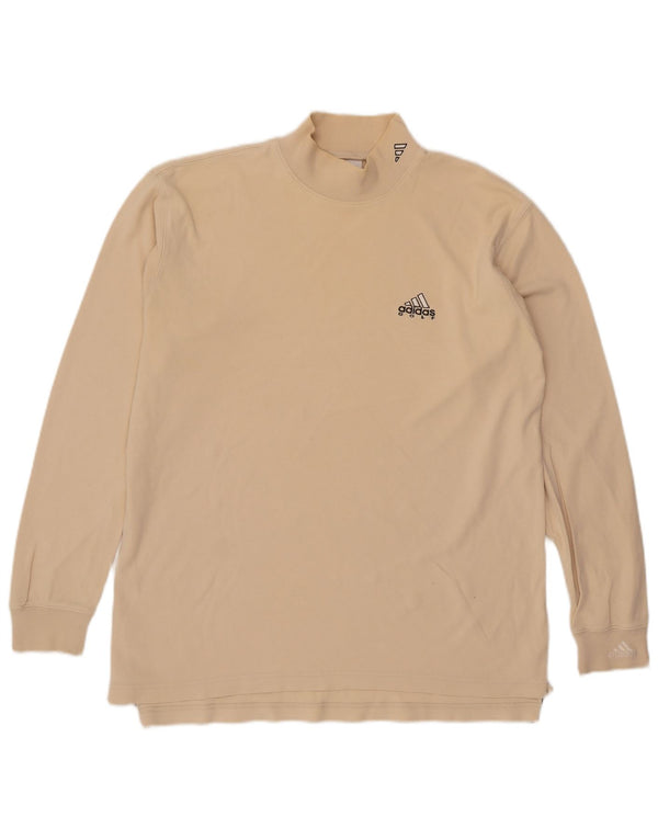 Adidas Mens Top Maneca Lunga UK 38/40 Medium Bej Bumbac