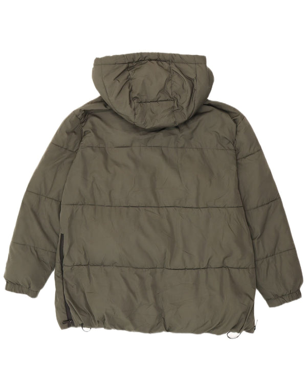 Zara Mujer Chaqueta Acolchada Extragrande Con Capucha UK 44 Poliéster Verde Medio