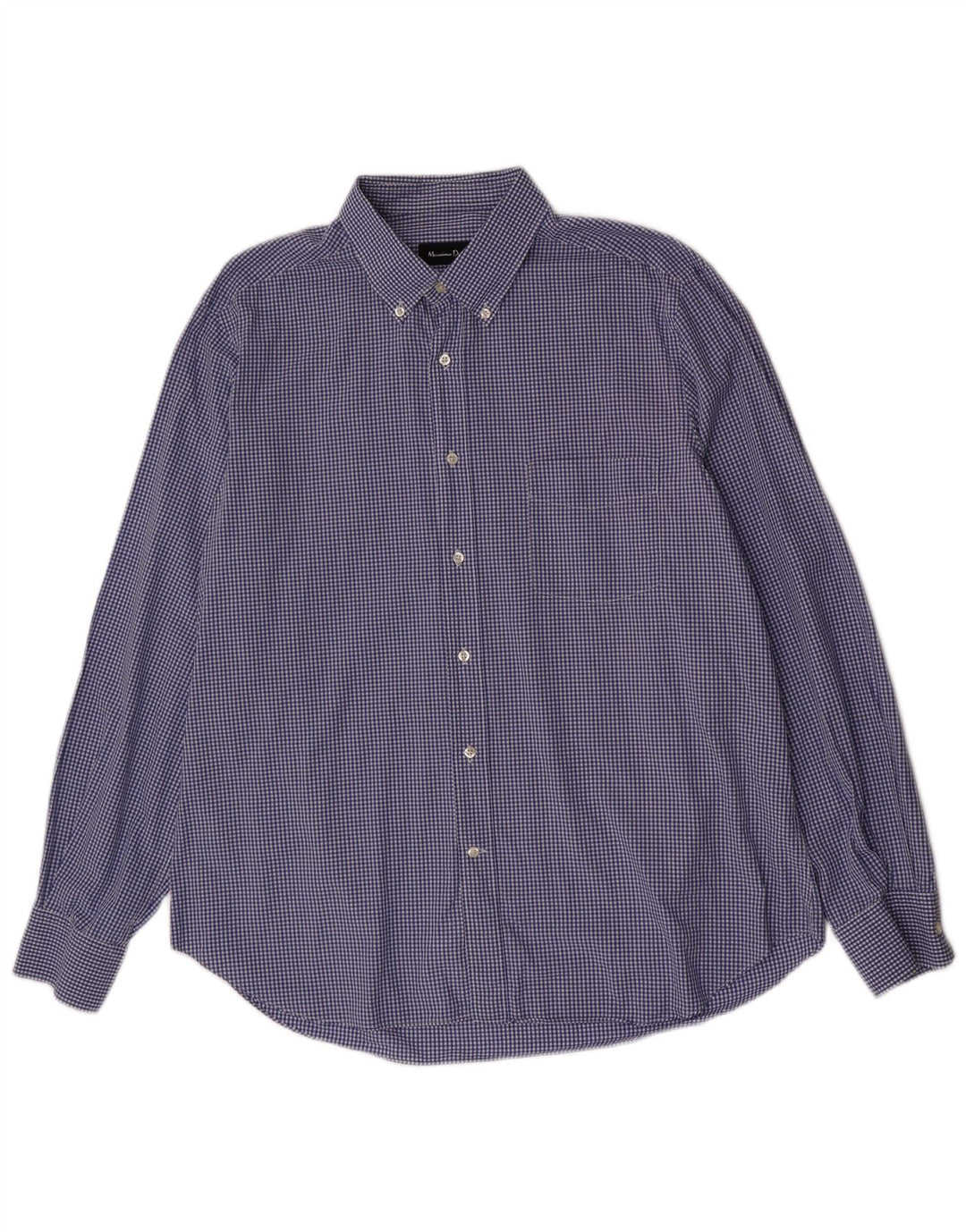 Massimo Dutti Mens Shirt 2XL Blue Gingham Cotton