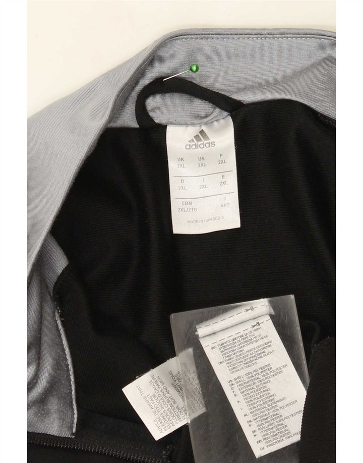 Adidas Mens Tracksuit Top Jacket 2XL Black Colourblock Polyester