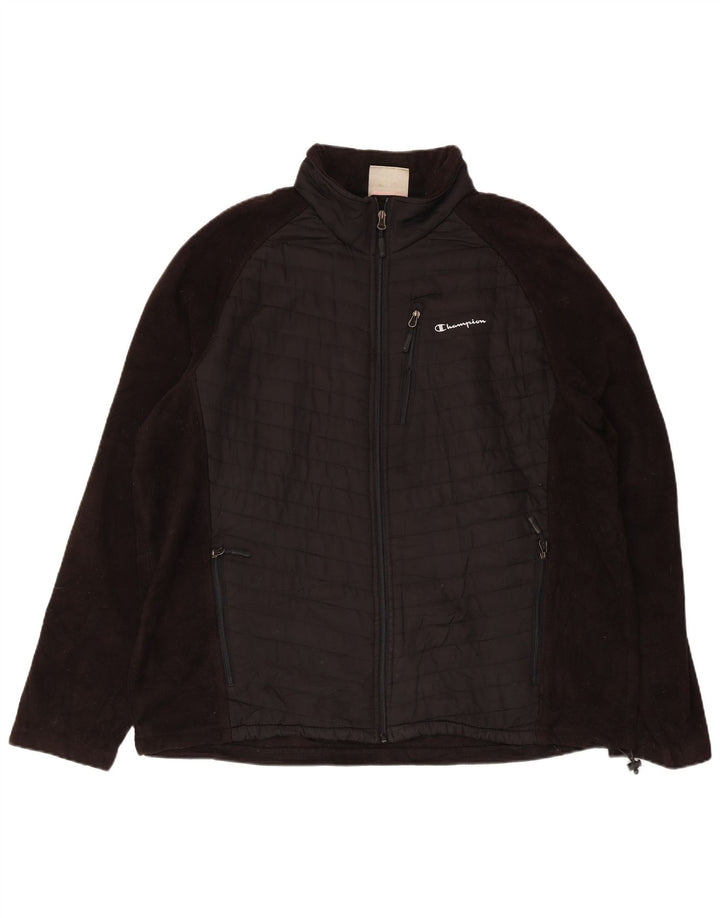 Champion Mens Fleece Jacket UK 44 2XL Black Polyester