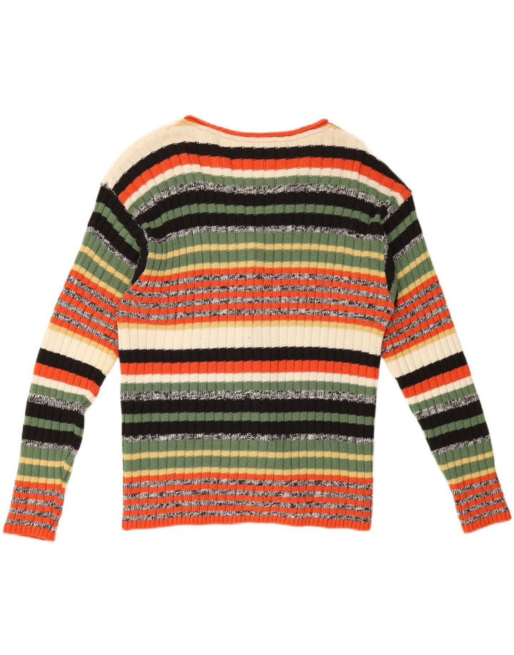 Vintage Womens Cardigan Sweater UK 16 Large Multicoloured Striped Wool