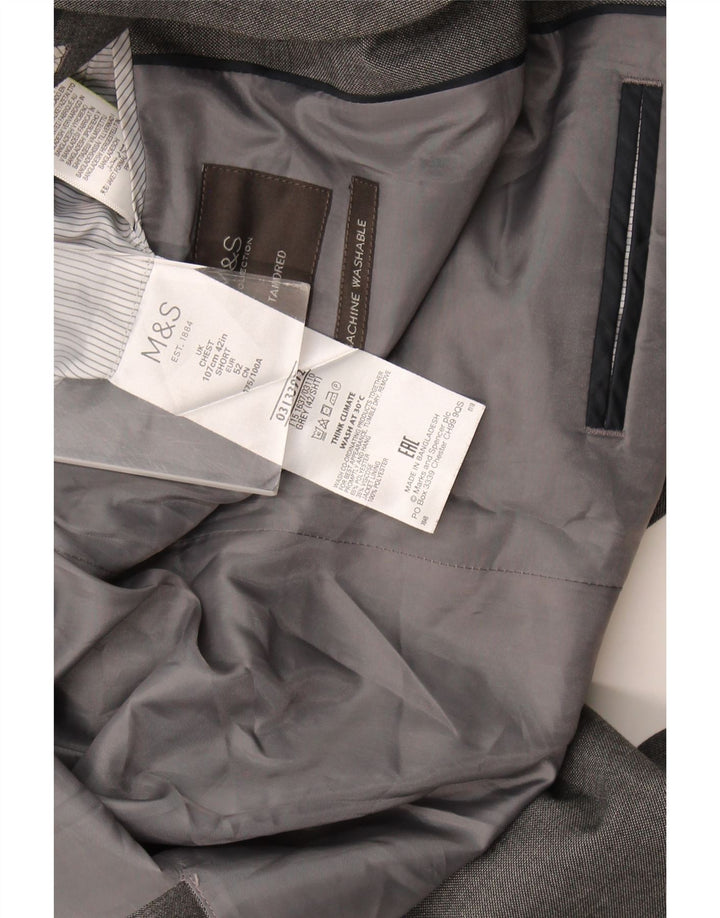 Marks & Spencer Mens 2 Button Blazer Jacket UK 42 Large Grey Polyester