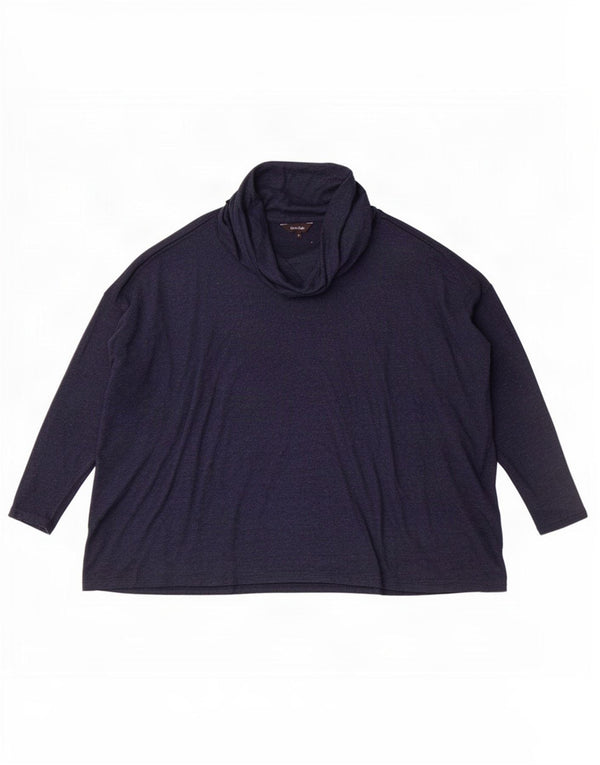 Phase Eight Womens Oversized Top 3/4 Sleeve UK 10 Small Navy Blue Viscose