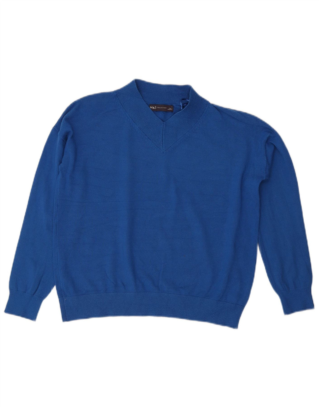 Marks & Spencer Womens Crop V-Neck Jumper Sweater UK 10 Small Blue