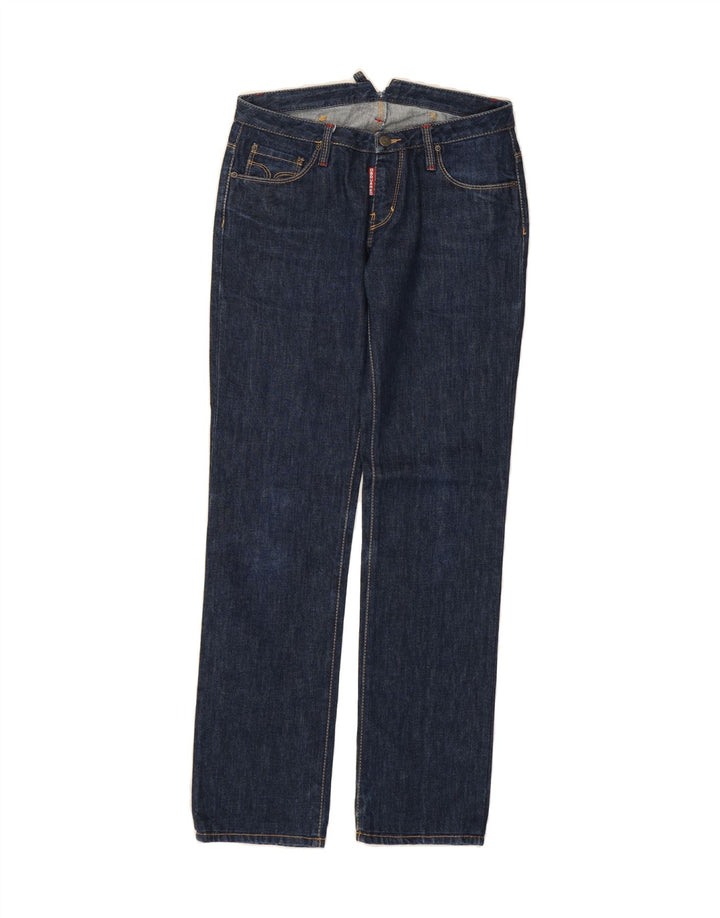 DSQUARED2 Womens Straight Jeans IT 40 Small W28 L31 Navy Blue Cotton Vintage Dsquared2 and Second-Hand Dsquared2 from Messina Hembry 