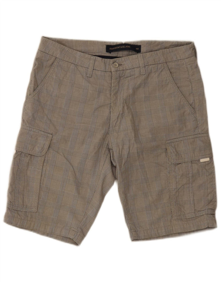 Pantaloncini cargo da uomo Harmont & Blaine IT 48 Medium W30 Cotone a quadri grigi
