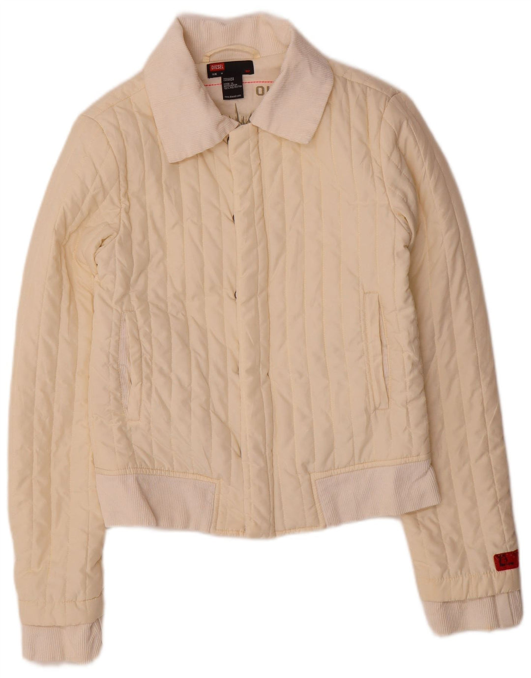 Diesel Damen Wattierte Jacke UK 12 Medium Off White Polyester