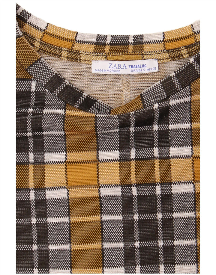 Zara Womens Trafaluc Shift Dress UK 10 Small Yellow Check