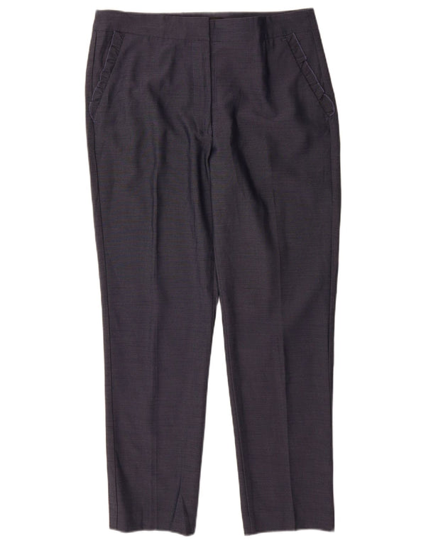 Zara Womens High Waist Straight Suit Trousers Large W30 L29 Navy Blue
