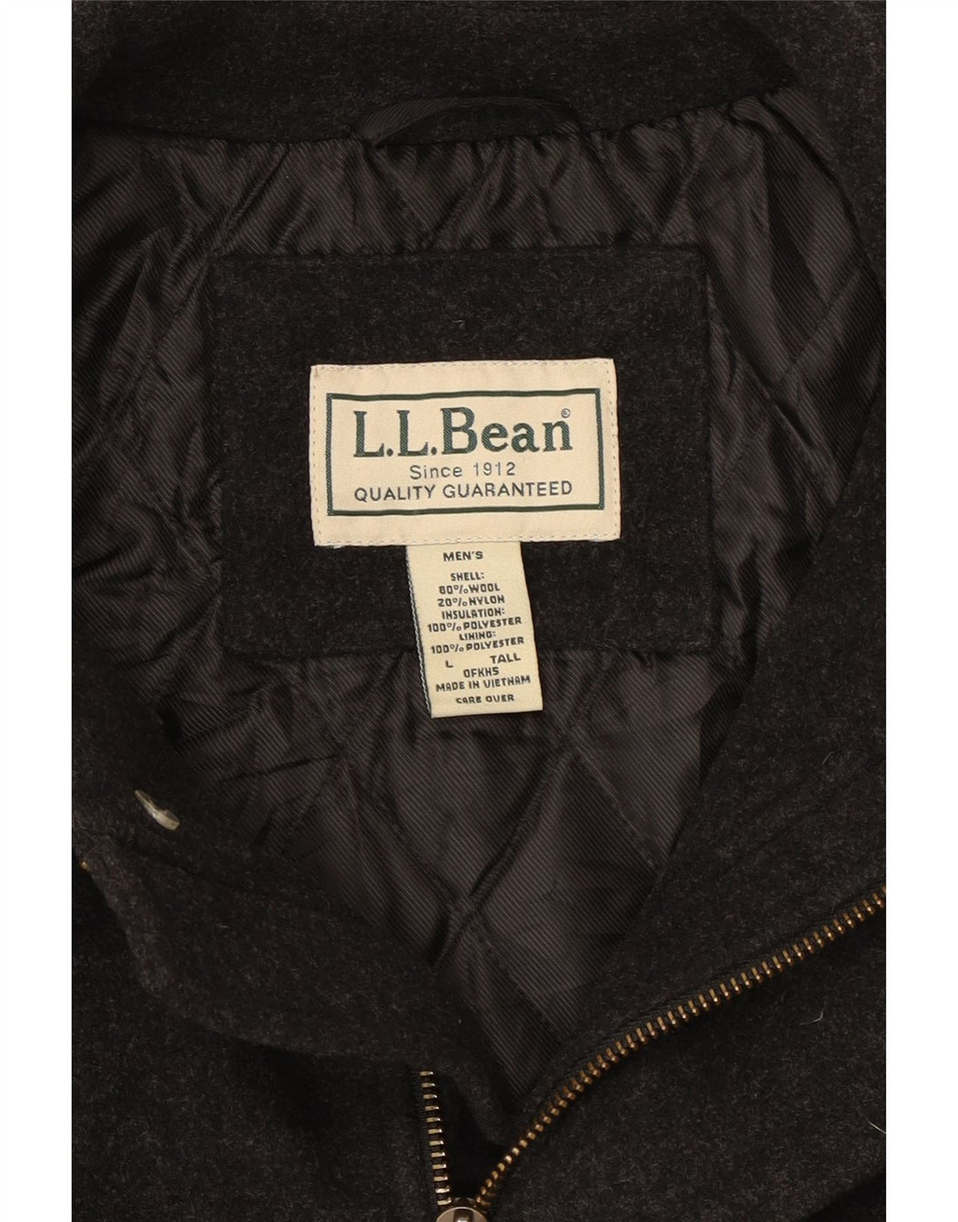 L.L.Bean Abrigo alto para hombre UK 40 Lana gris grande