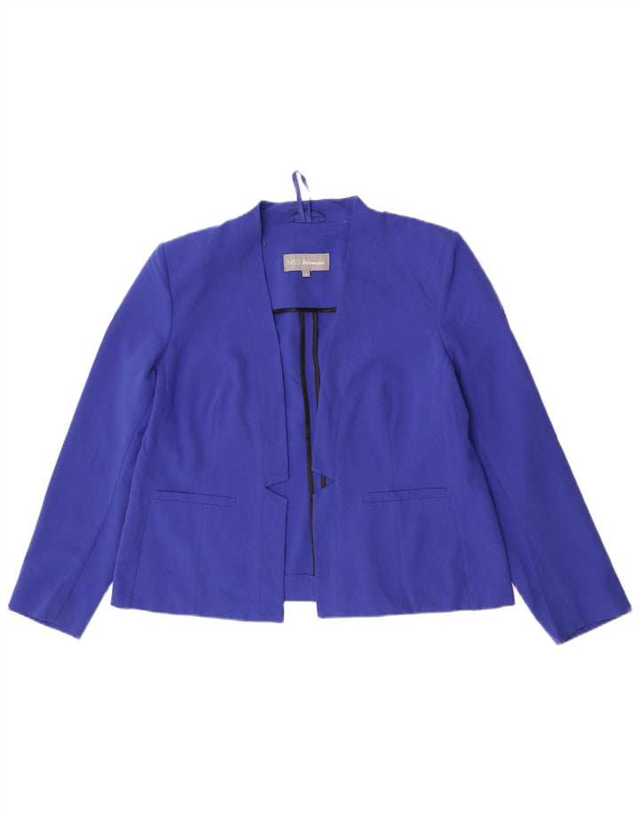 Giacca blazer aperta da donna Marks & Spencer UK 16 grande poliestere blu
