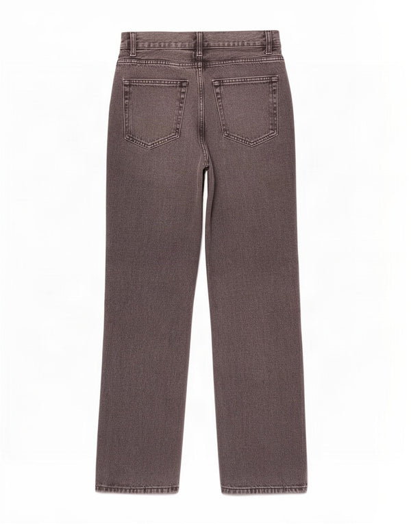 Zara Vaqueros de pierna ancha y cintura alta para mujer EU 40 Medium W30 L33 Algodón gris
