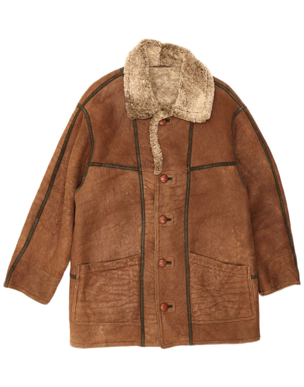 Jaqueta Christ Mens Shearling IT 48 Couro Marrom Médio