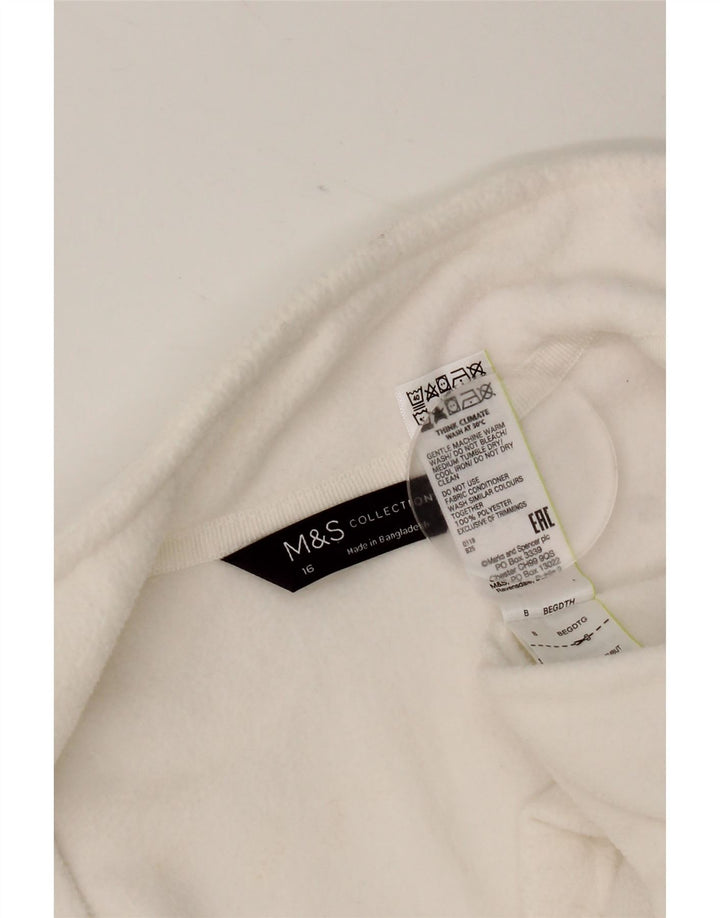Marks & Spencer Womens Fleece Jacket UK 16 Large White Polyester