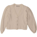 ZARA Womens Crop Cardigan Sweater UK 12 Medium White Viscose Vintage Zara and Second-Hand Zara from Messina Hembry 