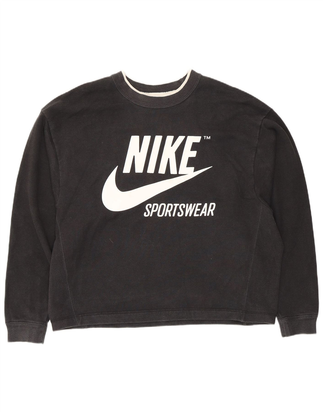 Nike Sweat-shirt surdimensionné pour femme UK 14 en coton noir moyen
