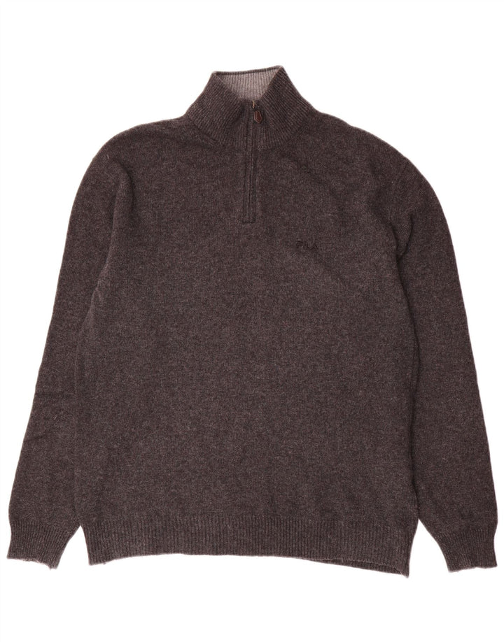 Fila Herre Zip Neck Jumper Sweater Medium Grey Uld