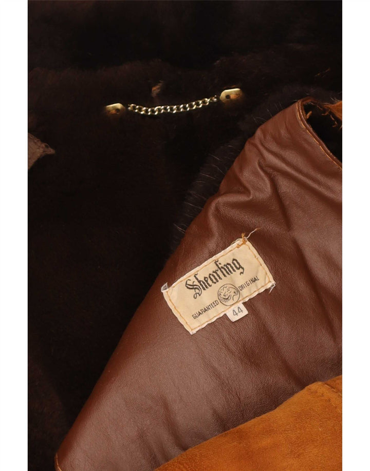 Vintage Womens Oversized Shearling Coat IT 44 Medium Brown