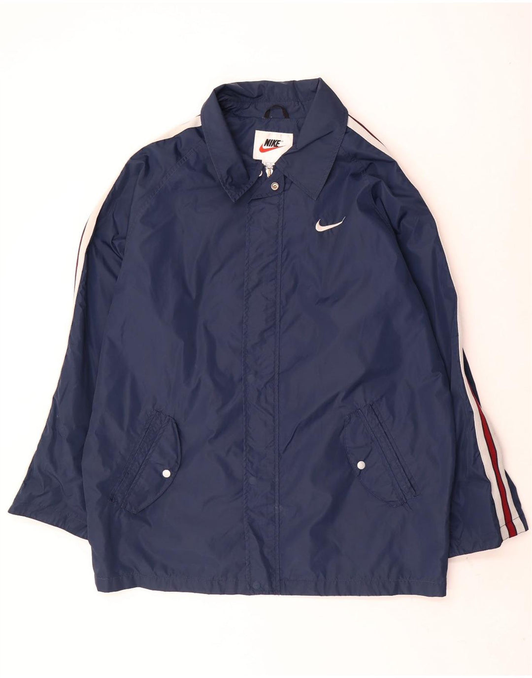 Nike Regnjakke til mænd UK 42 XL Navyblå stribet nylon