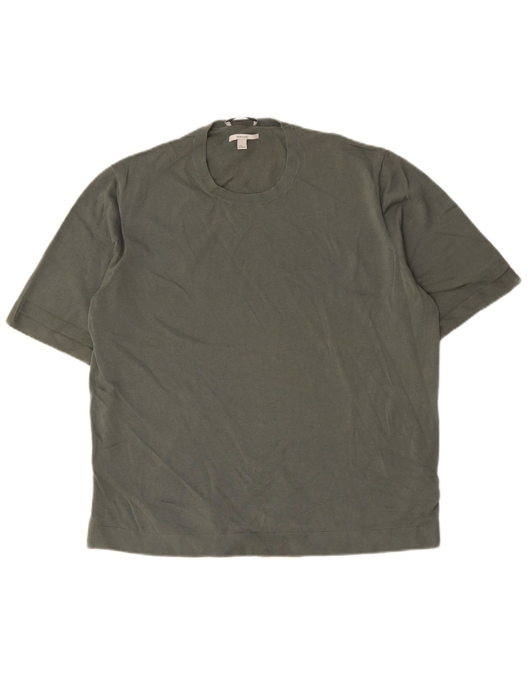 Cos Mens Regular T-Shirt Top XL Khaki Cotton