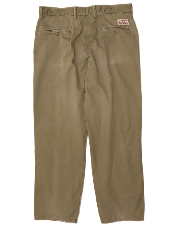 Avirex Mens Straight Chino Trousers W36 L29 Green Cotton