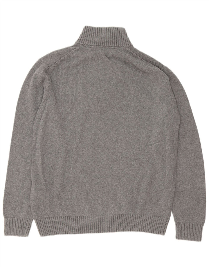Gant Mens Zip Neck Jumper Sweater 2XL Grey Cotton