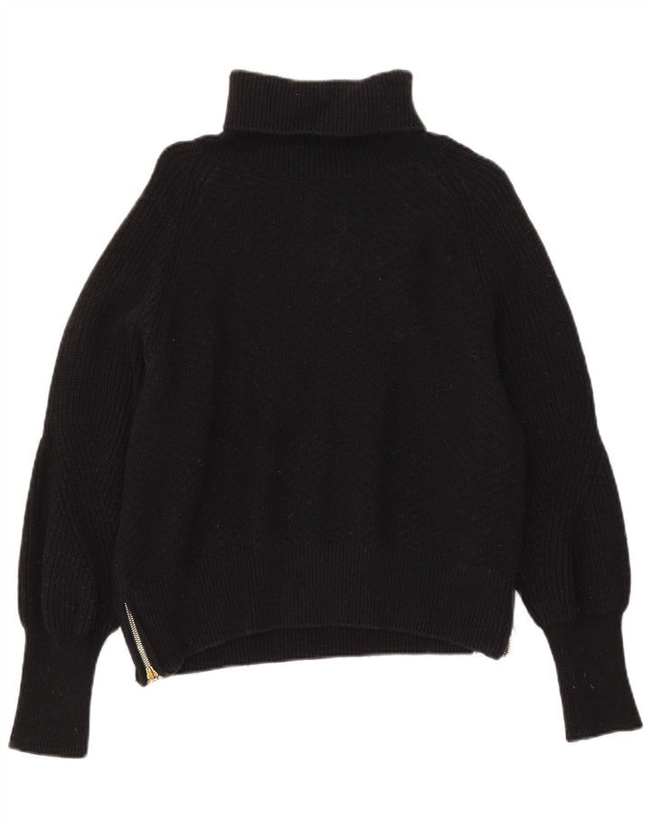Barbour Womens Oversized Roll Neck Jumper Sweater UK 10 Small Black Cotton