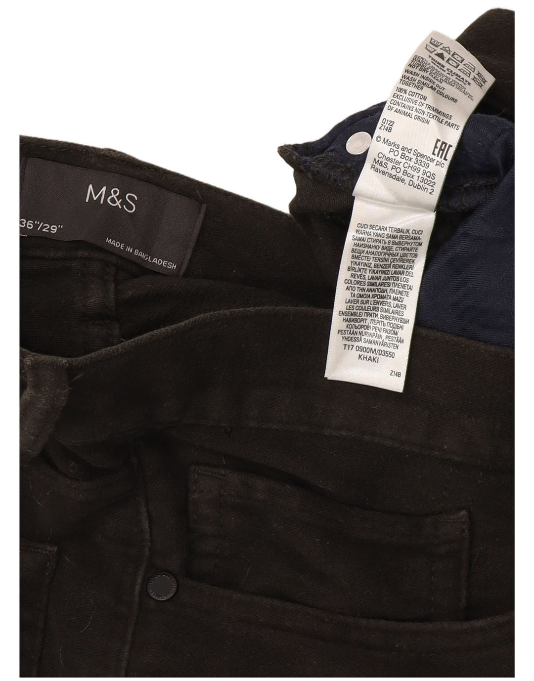 Calça masculina reta casual MARKS & SPENCER W36 L29 algodão verde