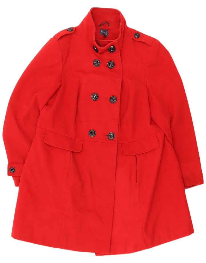 Marks & Spencer Dame Military Dobbeltradet Frakke UK 20 2XL Rød