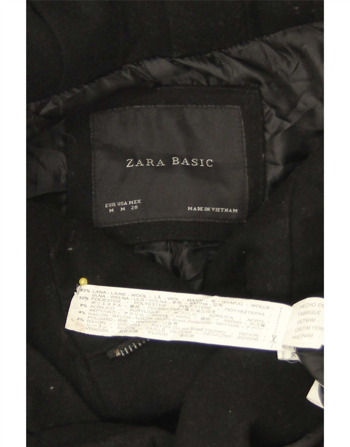 Zara Damen Trenchcoat UK 12 Mittelschwarze Wolle