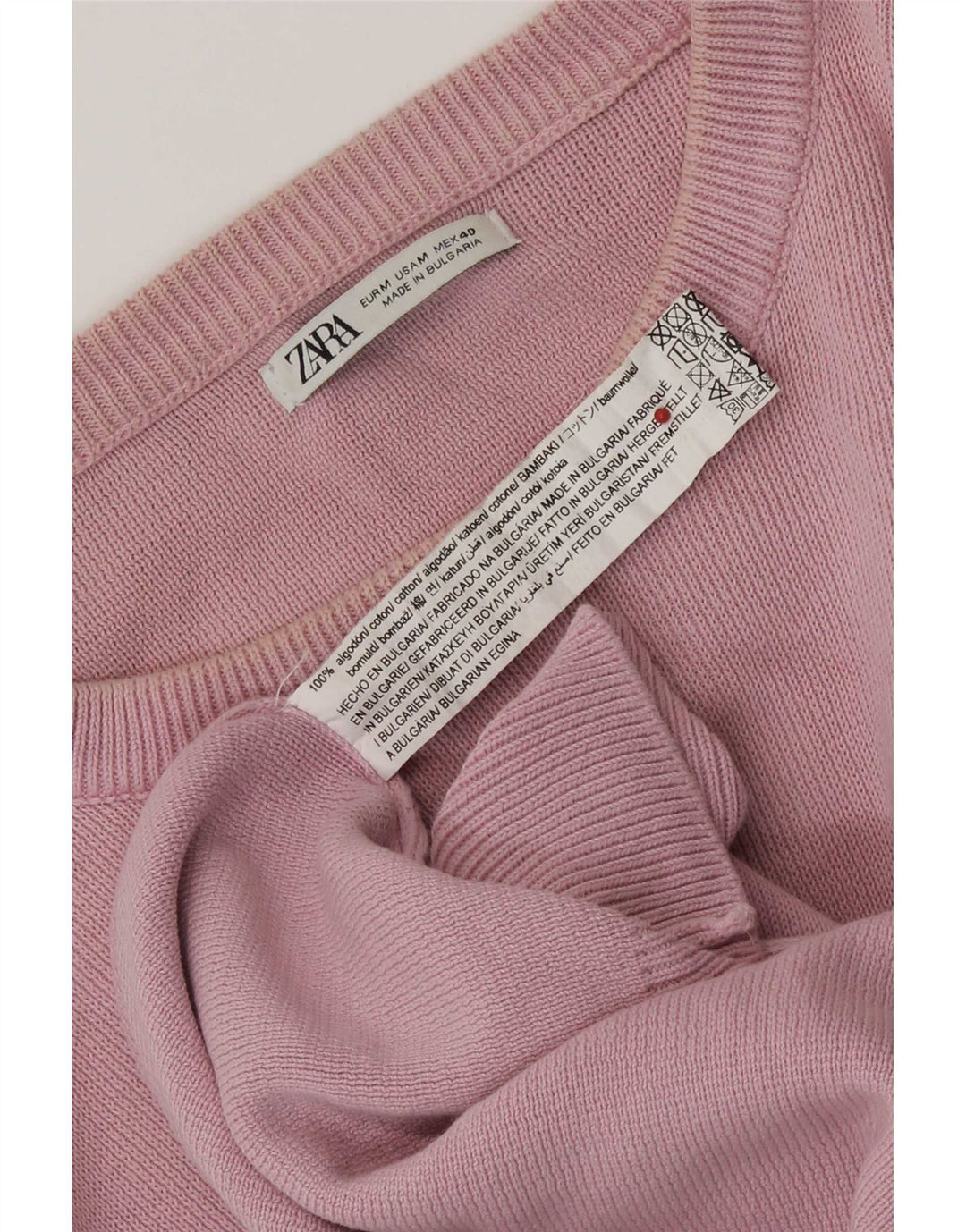 Zara Pull Col Rond Homme Rose Moyen Coton