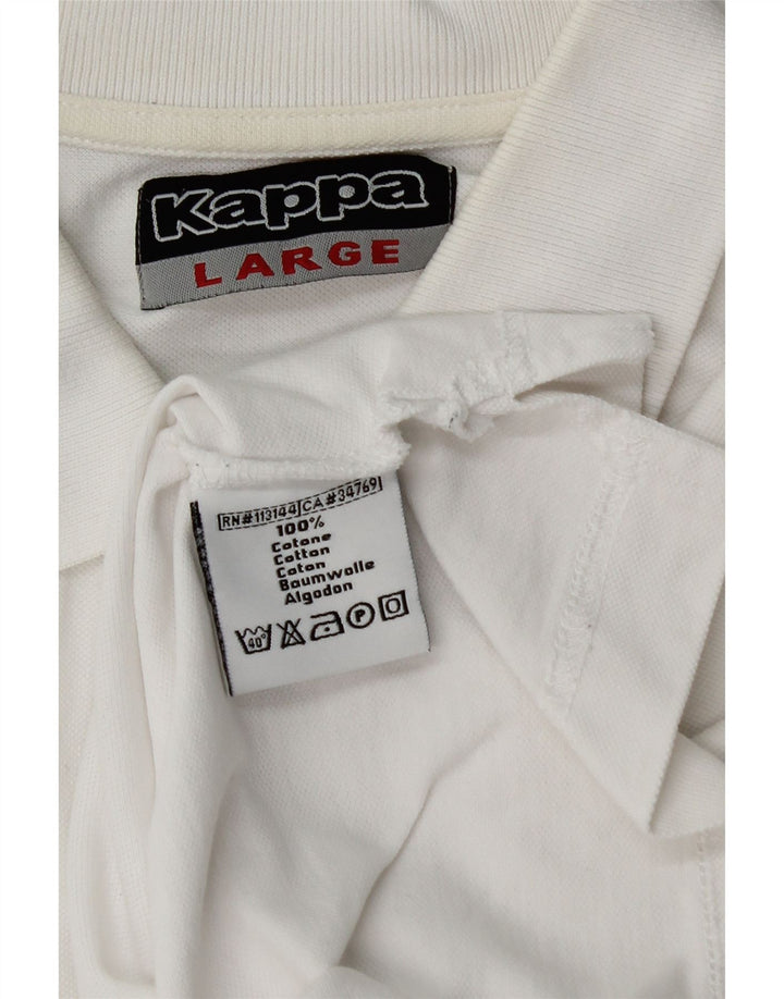 KAPPA Mens Polo Shirt Large White Cotton Vintage Kappa and Second-Hand Kappa from Messina Hembry 