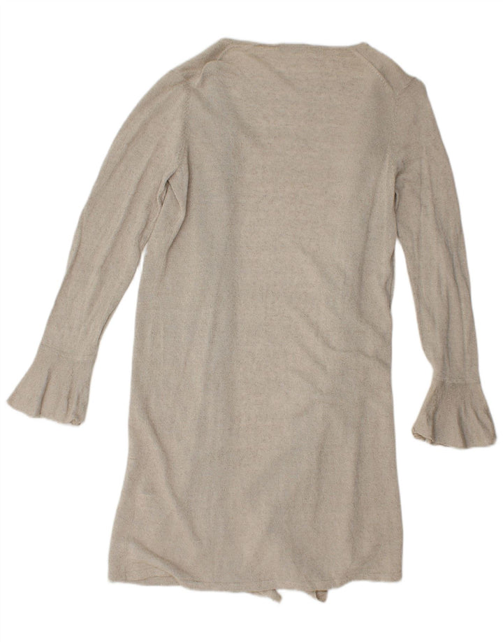 Marks & Spencer Womens Longline Cardigan Sweater UK 12 Medium Beige Linen