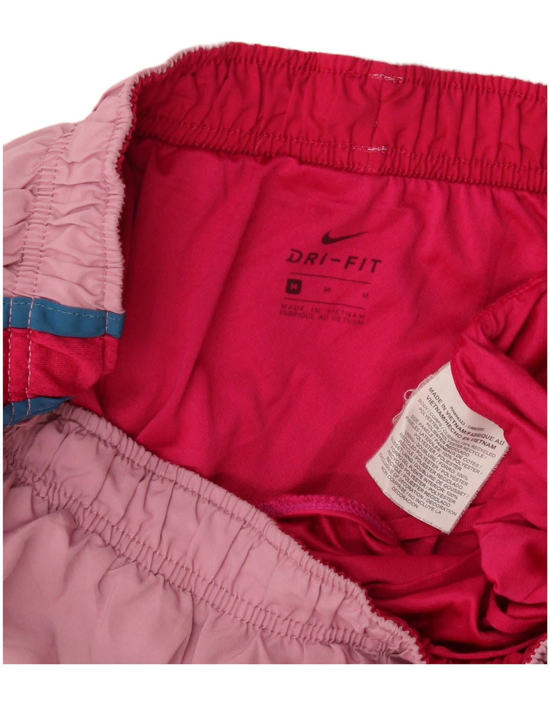 Nike Womens Dri Fit Sport Shorts UK 12 Medium Pink Colourblock Polyester