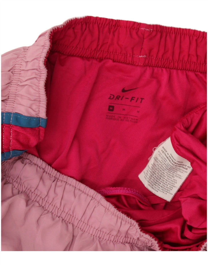 Nike Womens Dri Fit Sport Shorts UK 12 Medium Pink Colourblock Polyester