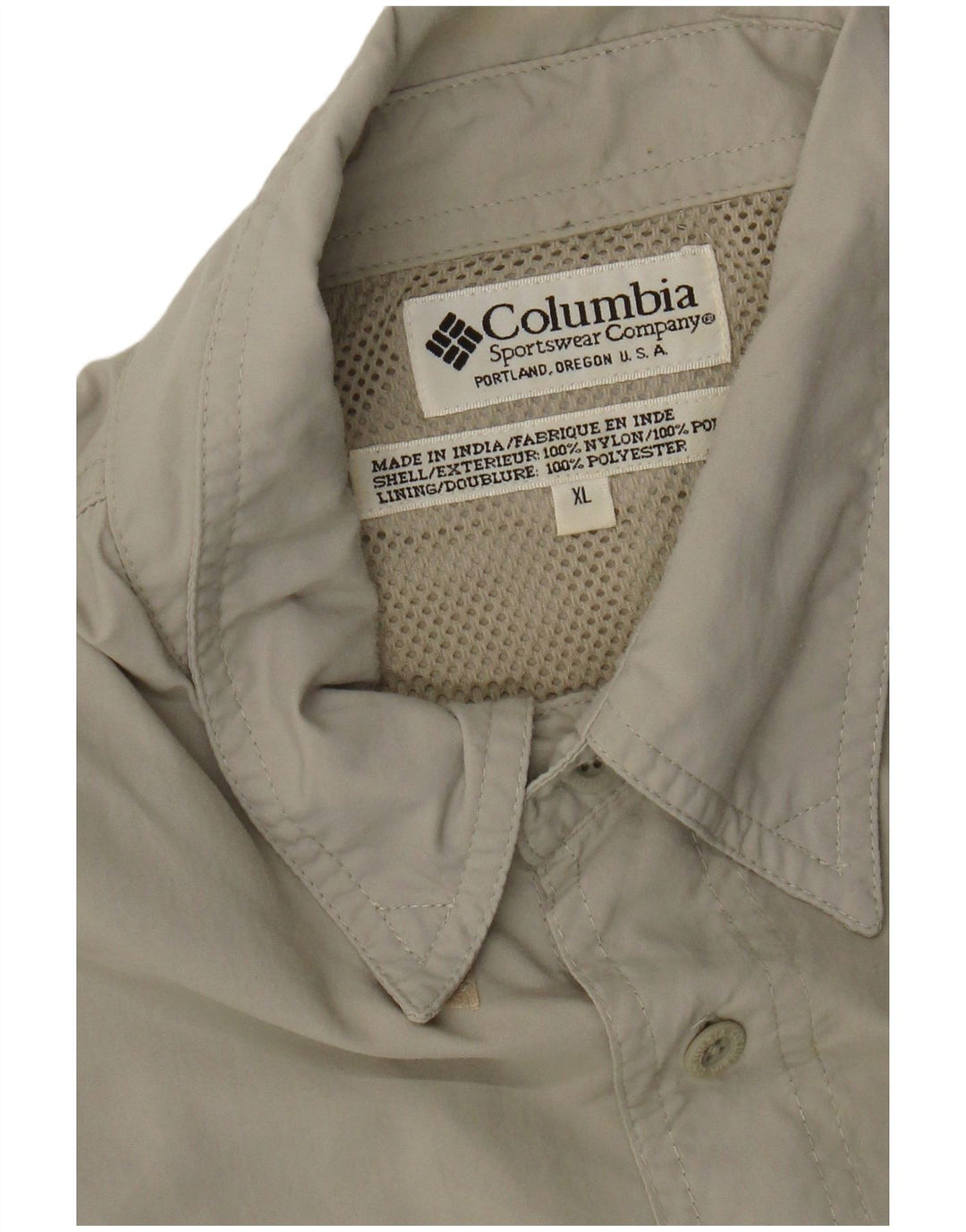 Columbia Mens Short Sleeve Shirt XL Khaki Nylon