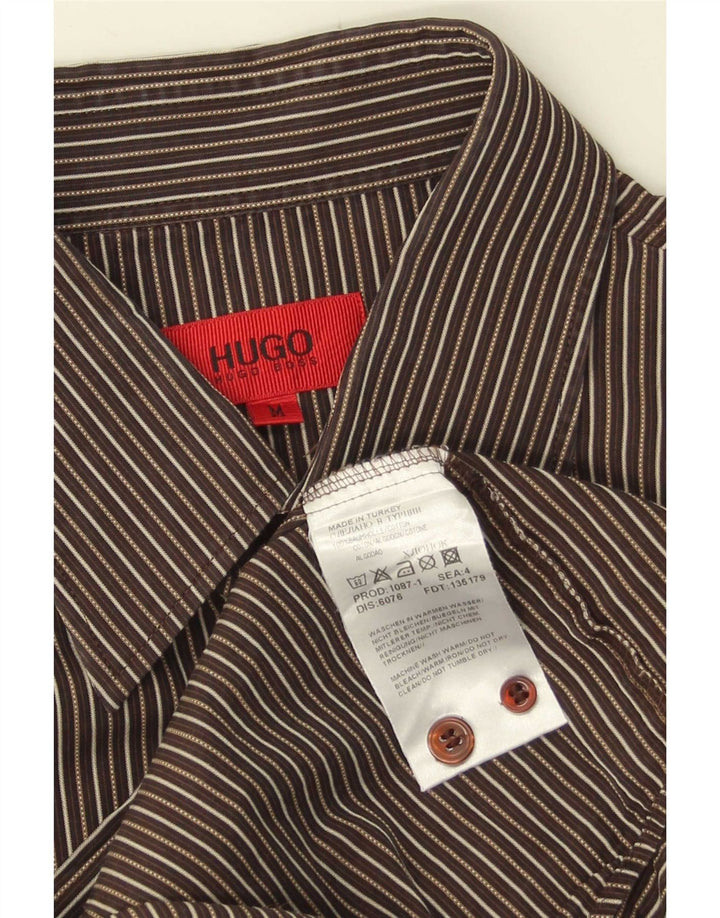 Camicia da uomo Hugo Boss in cotone gessato marrone medio