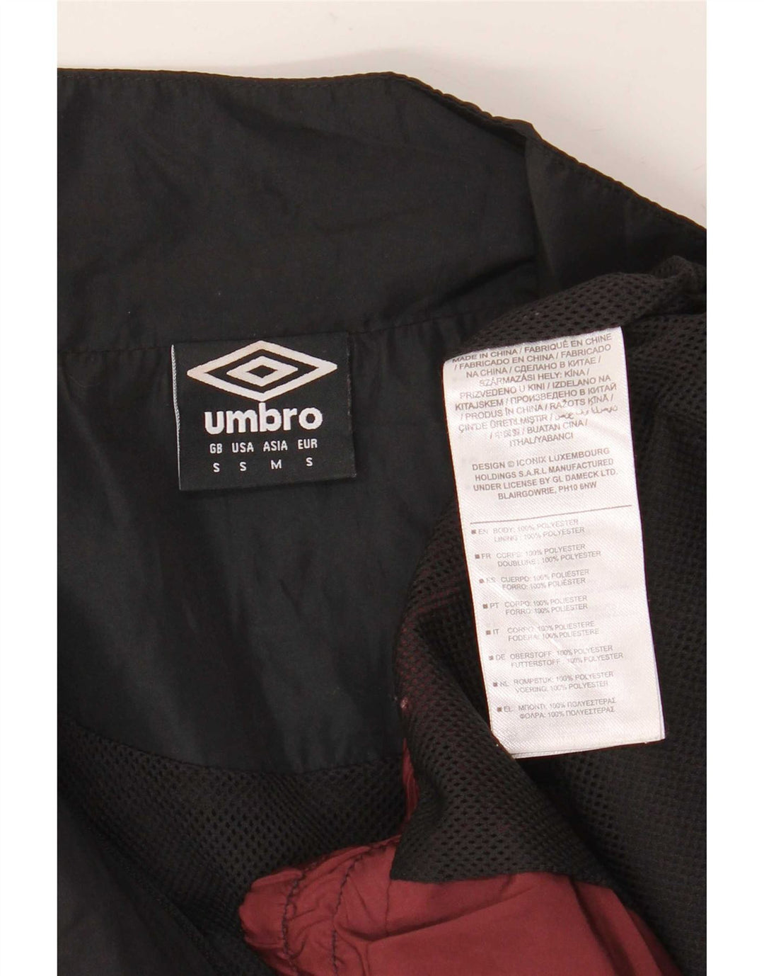 Umbro Мужской спортивный костюм с графическим рисунком, верхняя куртка, маленький темно-бордовый полиэстер с цветными блоками