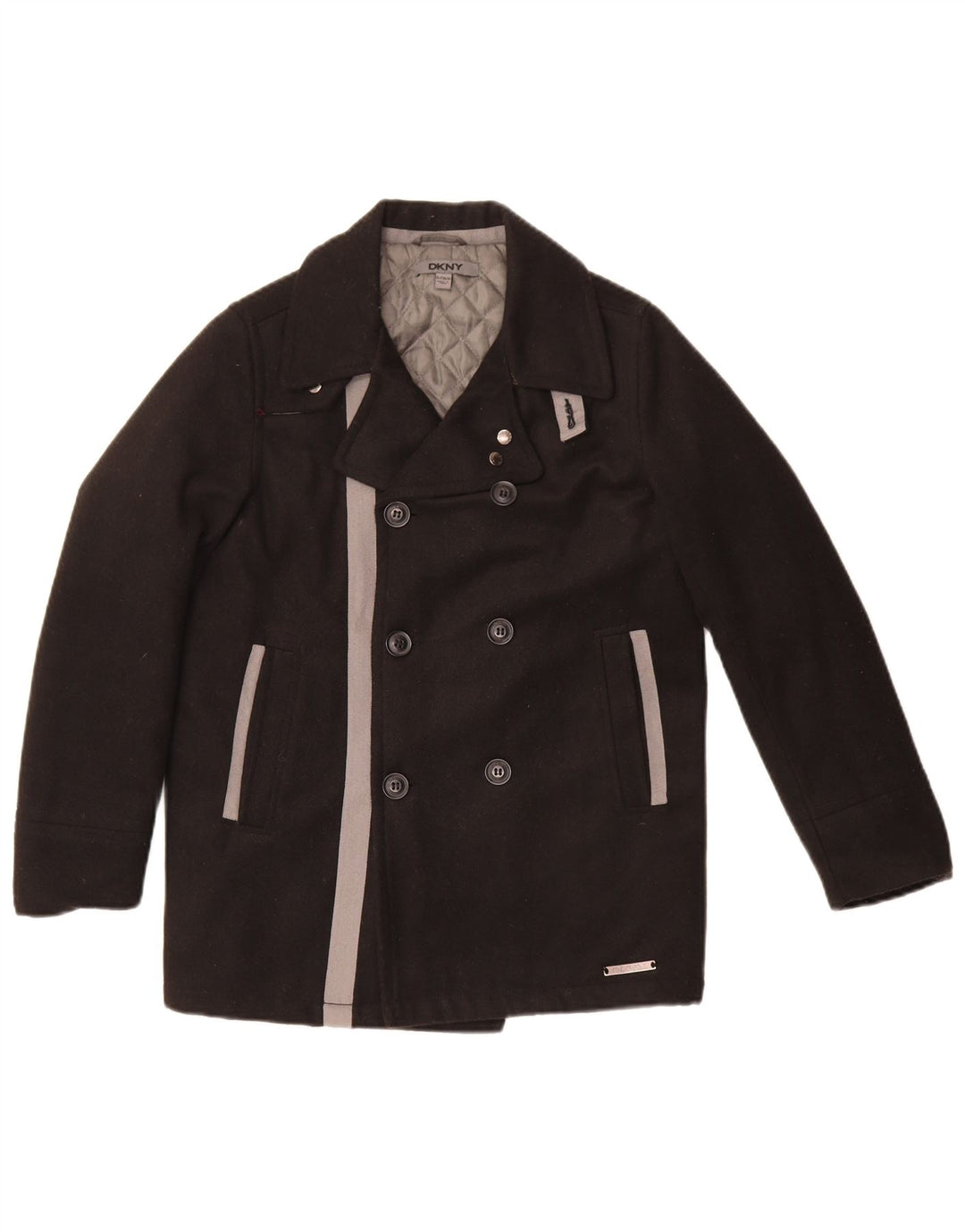 Cappotto da marinaio da donna Dkny UK 10 piccolo poliestere color block nero