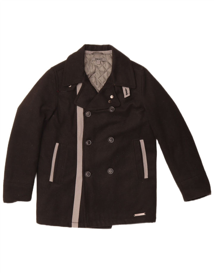 Cappotto da marinaio da donna Dkny UK 10 piccolo poliestere color block nero