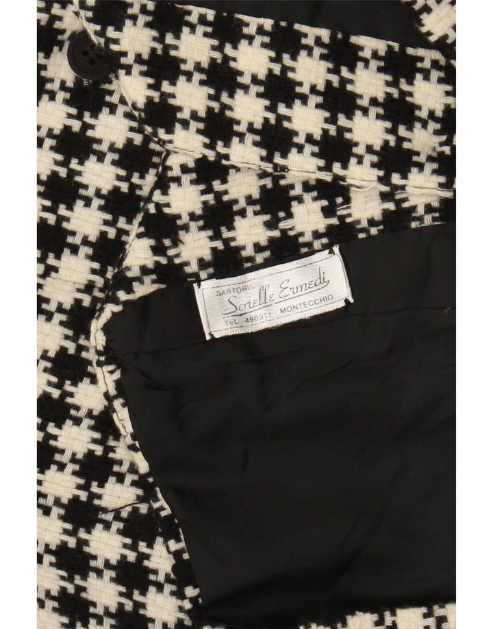 VINTAGE Womens Gilet UK 14 Medium Black Houndstooth