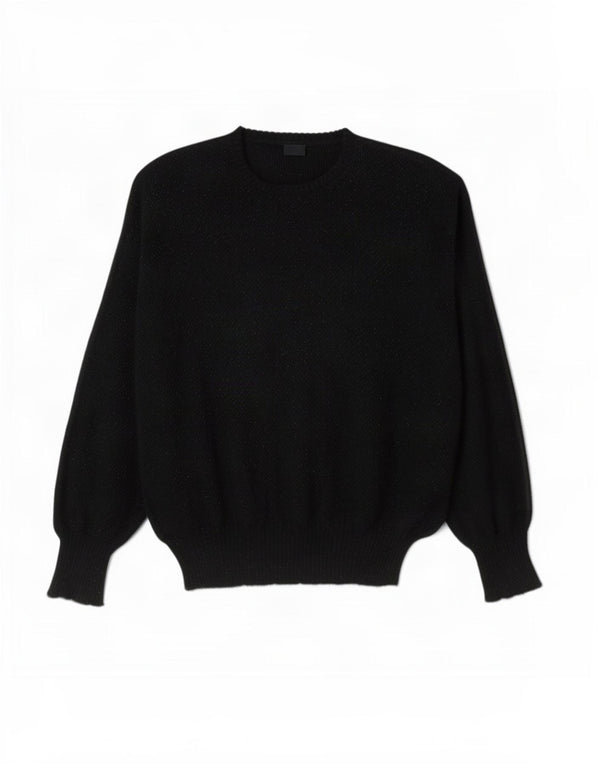 Vintage Womens Boat Neck Jumper Sweater UK 16 Large Black Flecked Mohair