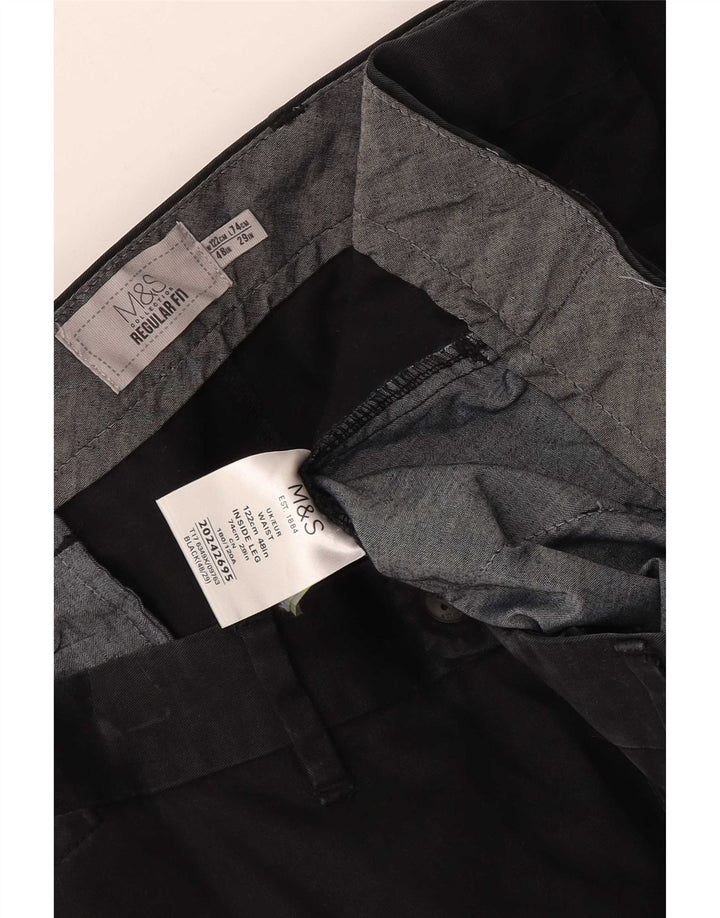 Marks & Spencer Mens Regular Fit Chino Shorts W48 4XL Black Cotton