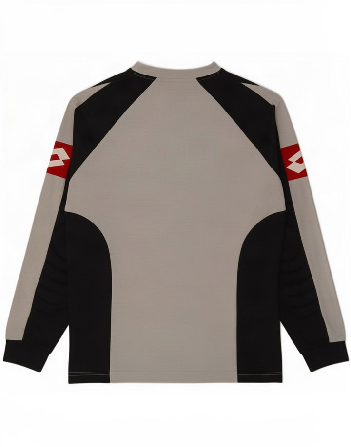 Top grafico da uomo Lotto a maniche lunghe in poliestere color block grigio medio