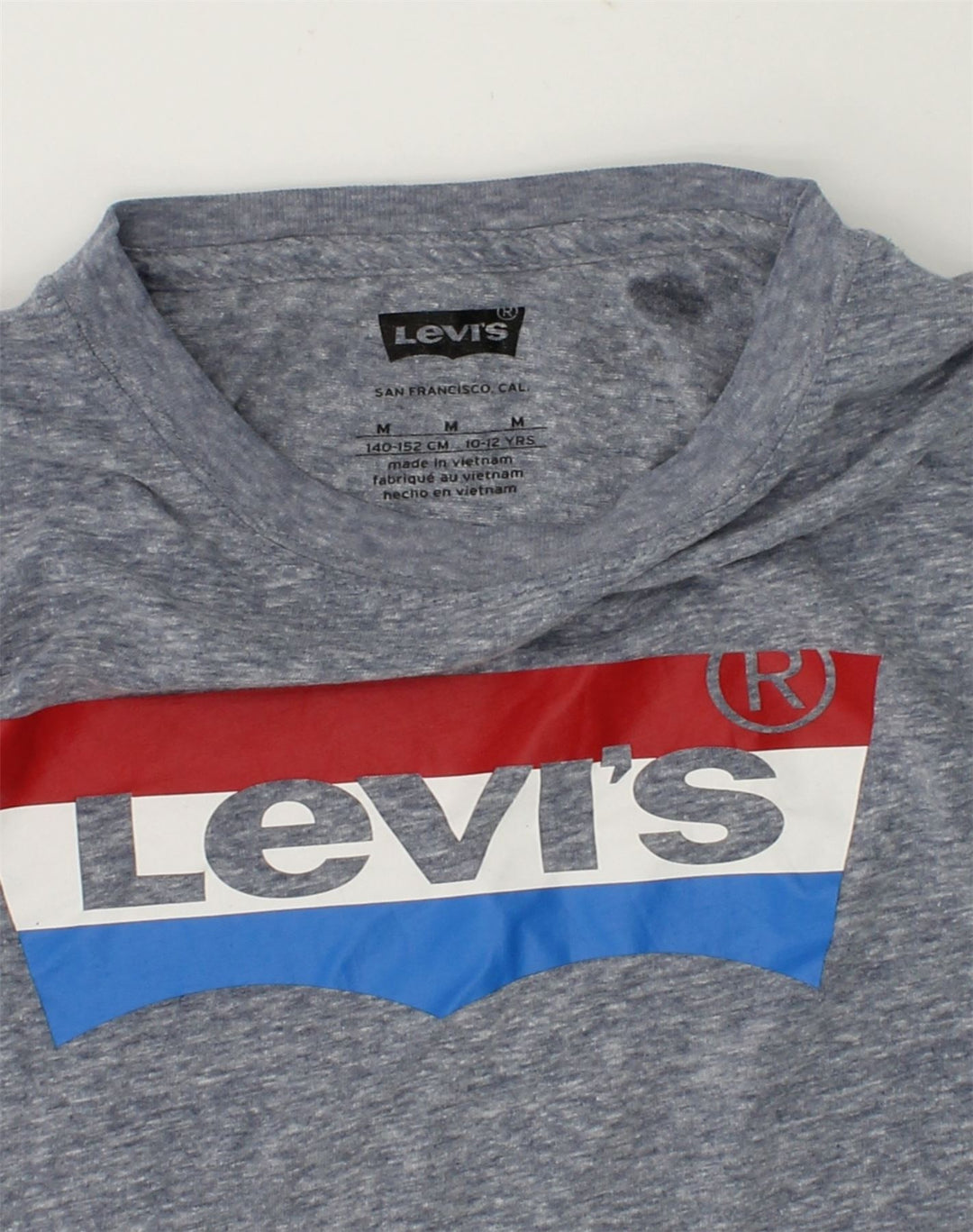 LEVI'S Boys Graphic T-Shirt Top 10-11 Years Medium  Blue Flecked | Vintage Levi's | Thrift | Second-Hand Levi's | Used Clothing | Messina Hembry 